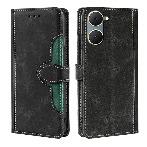 

For vivo Y03 4G Skin Feel Magnetic Buckle Leather Phone Case(Black)