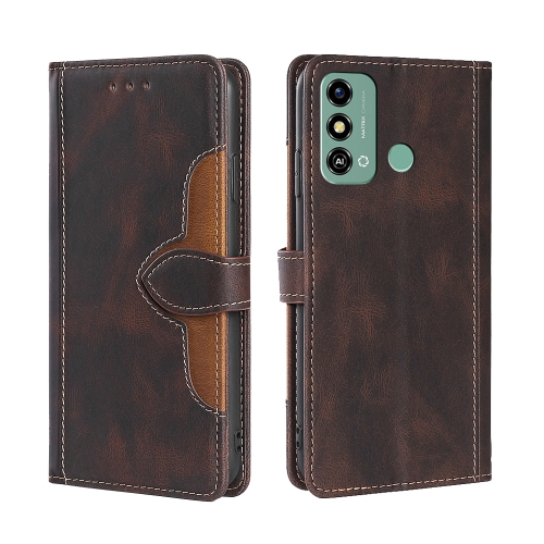 

For ZTE Blade A53 4G Skin Feel Magnetic Buckle Leather Phone Case(Brown)