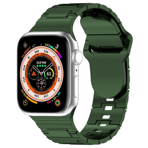 

For Apple Watch Ultra 49mm Square Buckle Armor Style Silicone Watch Band(Plating Green)