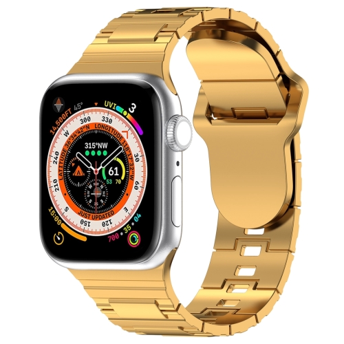 

For Apple Watch SE 44mm Square Buckle Armor Style Silicone Watch Band(Plating Gold)