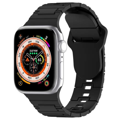 

For Apple Watch 6 44mm Square Buckle Armor Style Silicone Watch Band(Black)