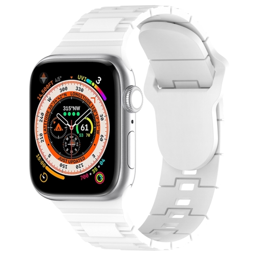 

For Apple Watch 5 44mm Square Buckle Armor Style Silicone Watch Band(White)