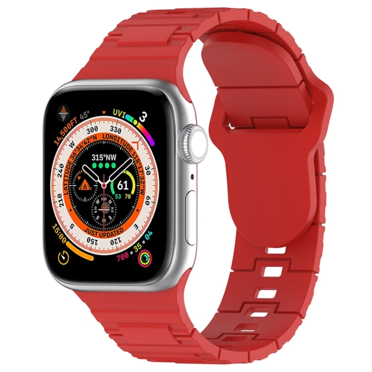 

For Apple Watch 2 38mm Square Buckle Armor Style Silicone Watch Band(Red)