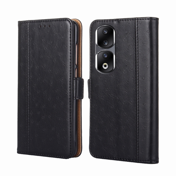 

For Honor 90 Pro 5G Ostrich Texture Horizontal Flip Leather Phone Case(Black)
