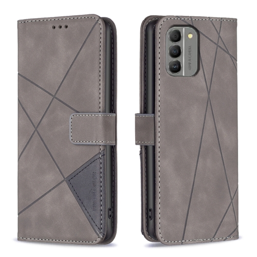 

For Nokia G310 Magnetic Buckle Rhombus Texture Leather Phone Case(Grey)