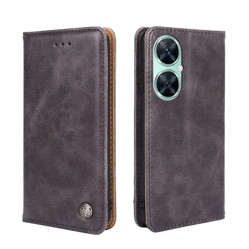 

For Huawei Enjoy 60 Pro / nova 11i Non-Magnetic Retro Texture Leather Phone Case(Grey)