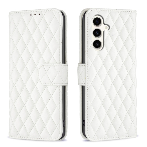 For Samsung Galaxy S23 FE 5G Diamond Lattice Wallet Flip Leather Phone Case(White) for samsung galaxy s23 fe 5g diamond lattice wallet flip leather phone case white