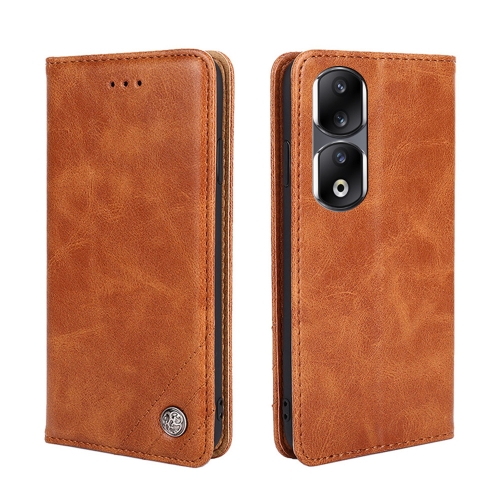 

For Honor 90 Pro 5G Non-Magnetic Retro Texture Leather Phone Case(Brown)