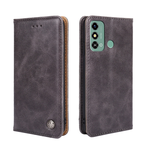 

For ZTE Blade A53 4G Non-Magnetic Retro Texture Leather Phone Case(Grey)