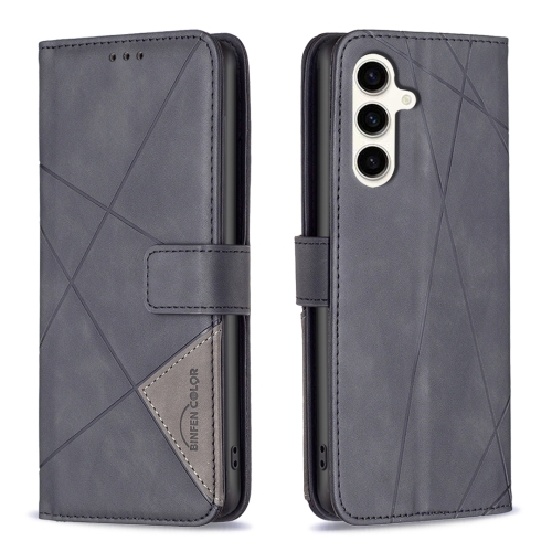 

For Samsung Galaxy S23 FE 5G Magnetic Buckle Rhombus Texture Leather Phone Case(Black)