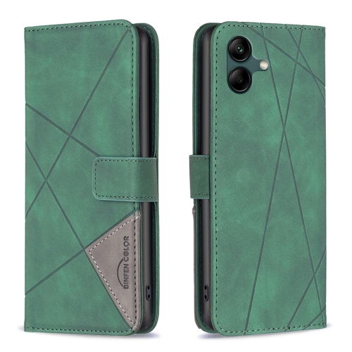 

For Samsung Galaxy A05 Magnetic Buckle Rhombus Texture Leather Phone Case(Green)