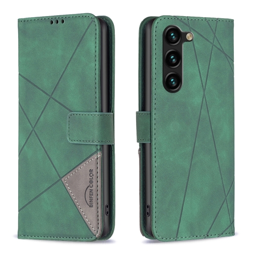 

For Samsung Galaxy S24+ 5G Magnetic Buckle Rhombus Texture Leather Phone Case(Green)