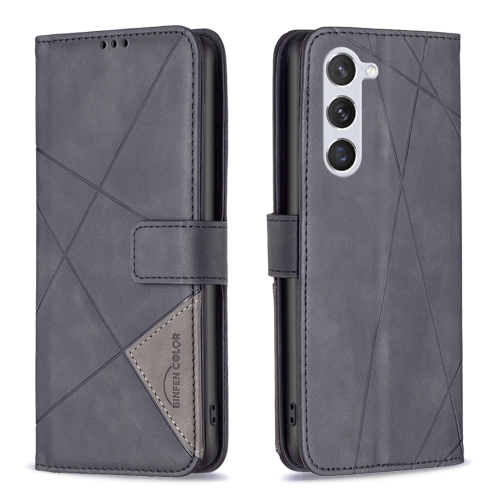 

For Samsung Galaxy S24 5G Magnetic Buckle Rhombus Texture Leather Phone Case(Black)