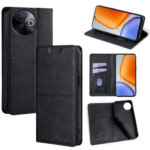 

For vivo Y39 5G Global Cow Texture Magnetic Leather Phone Case(Black)