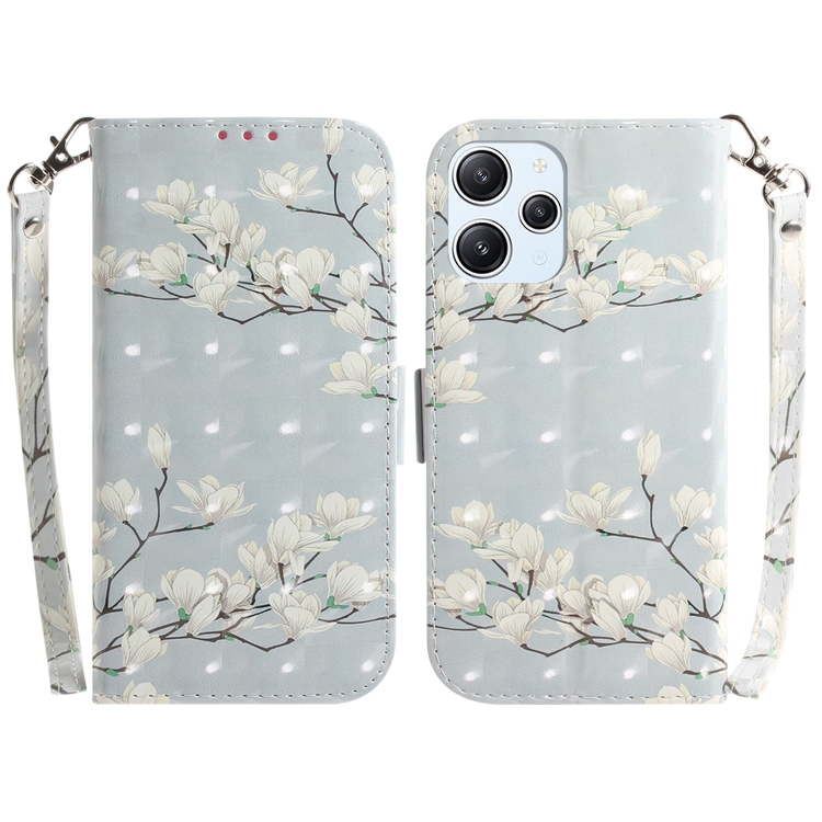 

For Xiaomi Redmi 12 3D Colored Horizontal Flip Leather Phone Case(Magnolia)