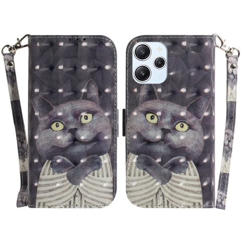 

For Xiaomi Redmi 12 3D Colored Horizontal Flip Leather Phone Case(Hug Cat)