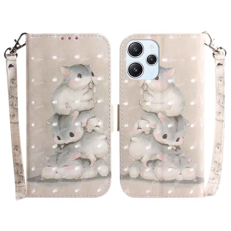 

For Xiaomi Redmi 12 3D Colored Horizontal Flip Leather Phone Case(Squirrels)