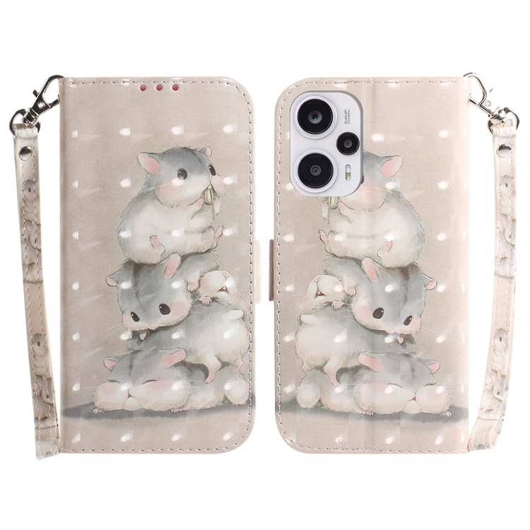 

For Xiaomi Poco F5/Redmi Note 12 Turbo 3D Colored Horizontal Flip Leather Phone Case(Squirrels)