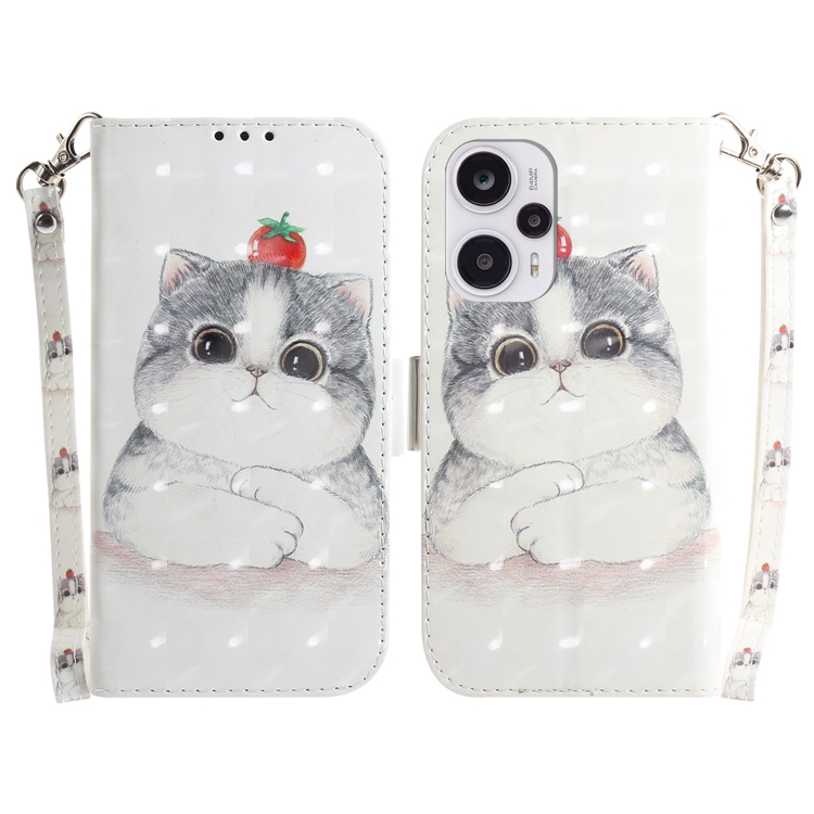 

For Xiaomi Poco F5/Redmi Note 12 Turbo 3D Colored Horizontal Flip Leather Phone Case(Cute Cat)