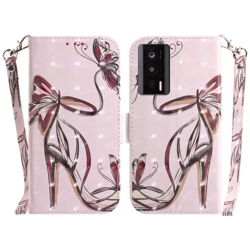 

For Xiaomi Poco F5 Pro / Redmi K60 3D Colored Horizontal Flip Leather Phone Case(Butterfly High-heeled)