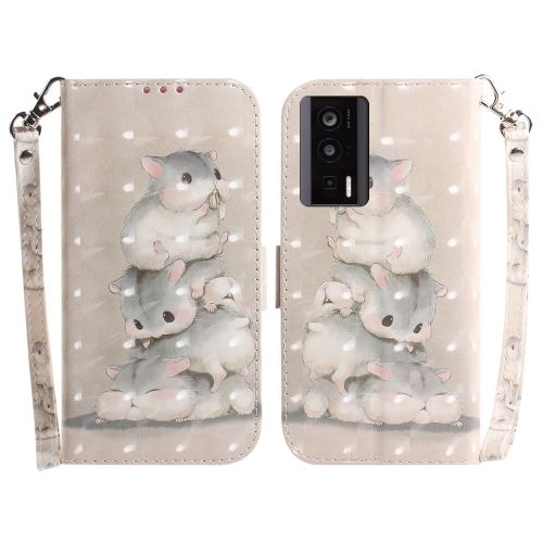 

For Xiaomi Poco F5 Pro / Redmi K60 3D Colored Horizontal Flip Leather Phone Case(Squirrels)