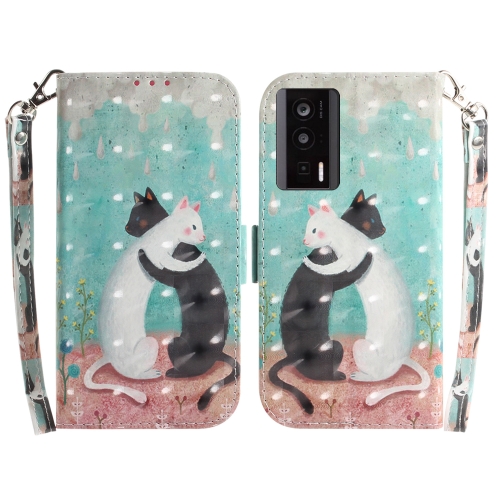 

For Xiaomi Poco F5 Pro / Redmi K60 3D Colored Horizontal Flip Leather Phone Case(Black White Cat)