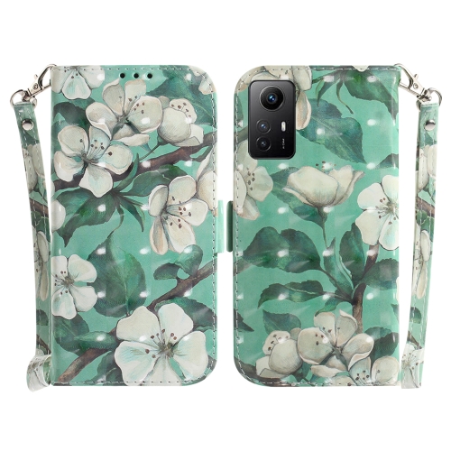

For Xiaomi Redmi Note 12S 3D Colored Horizontal Flip Leather Phone Case(Watercolor Flower)