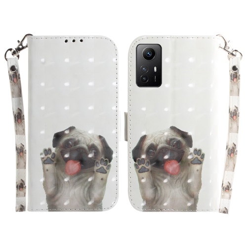 

For Xiaomi Redmi Note 12S 3D Colored Horizontal Flip Leather Phone Case(Pug)