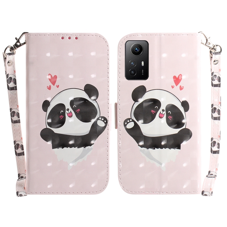 

For Xiaomi Redmi Note 12S 3D Colored Horizontal Flip Leather Phone Case(Heart Panda)