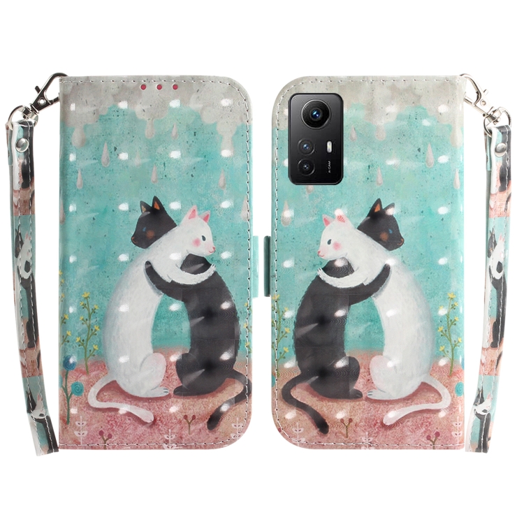 

For Xiaomi Redmi Note 12S 3D Colored Horizontal Flip Leather Phone Case(Black White Cat)