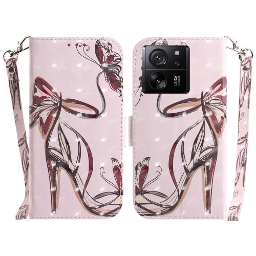 

For Xiaomi 13T / 13T Pro / Redmi K60 Ultra 3D Colored Horizontal Flip Leather Phone Case(Butterfly High-heeled)
