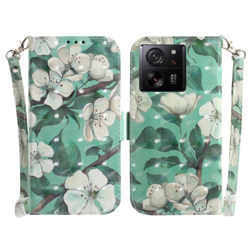 

For Xiaomi 13T / 13T Pro / Redmi K60 Ultra 3D Colored Horizontal Flip Leather Phone Case(Watercolor Flower)