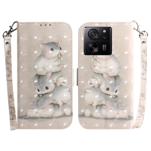 

For Xiaomi 13T / 13T Pro / Redmi K60 Ultra 3D Colored Horizontal Flip Leather Phone Case(Squirrels)