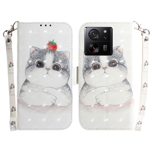 

For Xiaomi 13T / 13T Pro / Redmi K60 Ultra 3D Colored Horizontal Flip Leather Phone Case(Cute Cat)