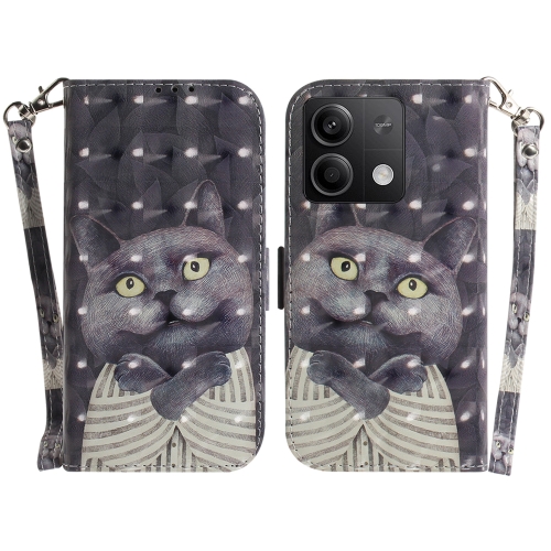 

For Xiaomi Redmi Note 13 5G 3D Colored Horizontal Flip Leather Phone Case(Hug Cat)