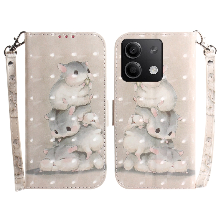 

For Xiaomi Redmi Note 13 5G 3D Colored Horizontal Flip Leather Phone Case(Squirrels)