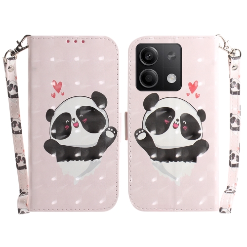 

For Xiaomi Redmi Note 13 5G 3D Colored Horizontal Flip Leather Phone Case(Heart Panda)