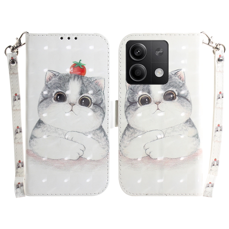 

For Xiaomi Redmi Note 13 5G 3D Colored Horizontal Flip Leather Phone Case(Cute Cat)