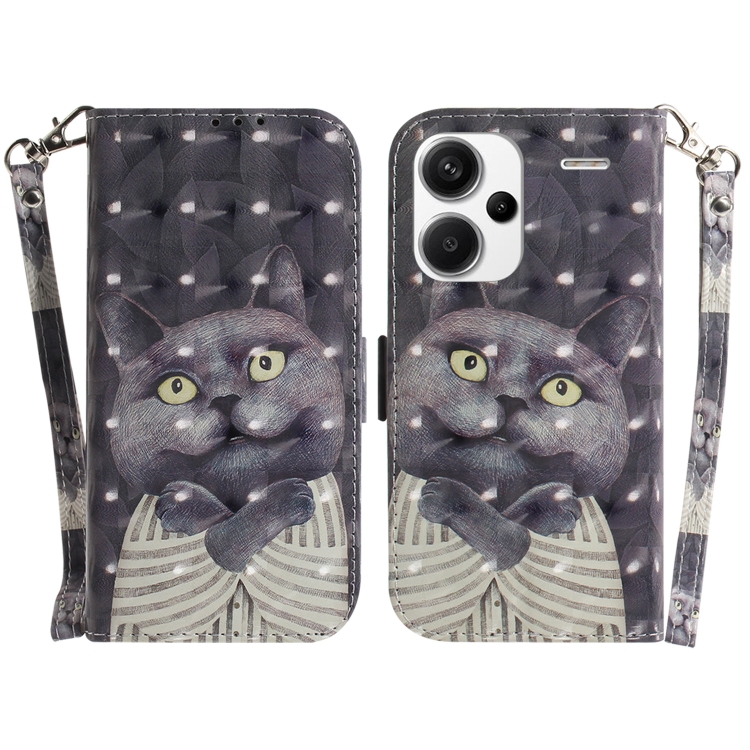 

For Xiaomi Redmi Note 13 Pro+ 5G 3D Colored Horizontal Flip Leather Phone Case(Hug Cat)