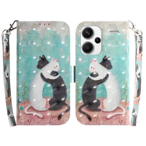 

For Xiaomi Redmi Note 13 Pro+ 5G 3D Colored Horizontal Flip Leather Phone Case(Black White Cat)