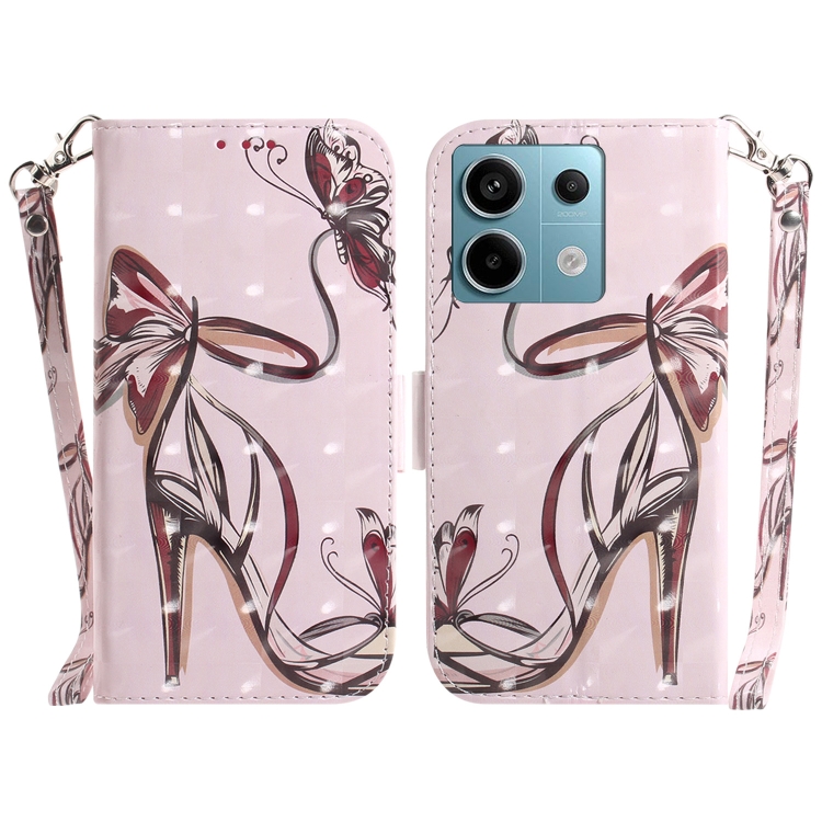 

For Xiaomi Redmi Note 13 Pro 5G 3D Colored Horizontal Flip Leather Phone Case(Butterfly High-heeled)