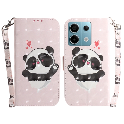 

For Xiaomi Redmi Note 13 Pro 5G 3D Colored Horizontal Flip Leather Phone Case(Heart Panda)