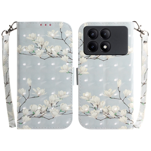 

For Xiaomi Redmi K70E / Poco X6 Pro 3D Colored Horizontal Flip Leather Phone Case(Magnolia)