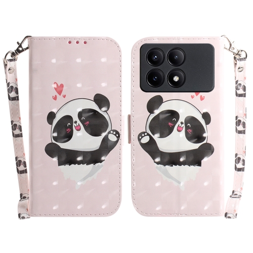 

For Xiaomi Redmi K70E / Poco X6 Pro 3D Colored Horizontal Flip Leather Phone Case(Heart Panda)