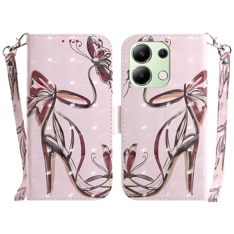 

For Xiaomi Redmi Note 13 4G Global 3D Colored Horizontal Flip Leather Phone Case(Butterfly High-heeled)