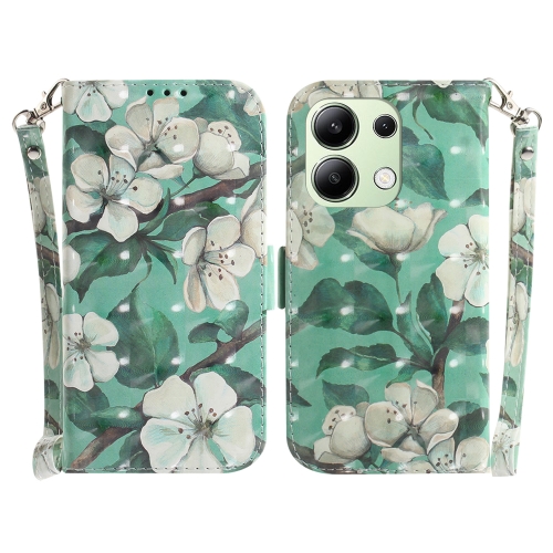 

For Xiaomi Redmi Note 13 4G Global 3D Colored Horizontal Flip Leather Phone Case(Watercolor Flower)