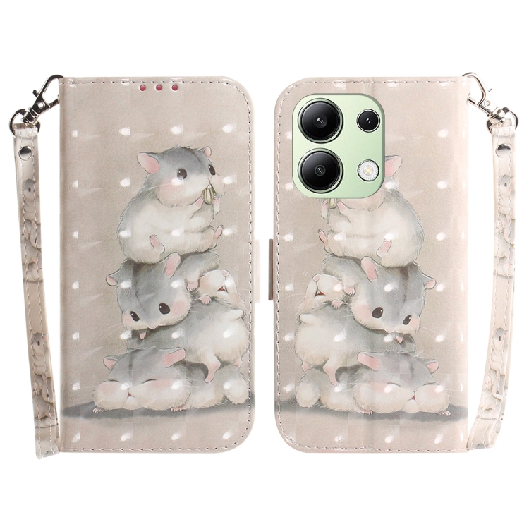 

For Xiaomi Redmi Note 13 4G Global 3D Colored Horizontal Flip Leather Phone Case(Squirrels)