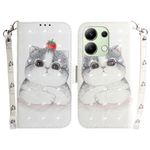 

For Xiaomi Redmi Note 13 4G Global 3D Colored Horizontal Flip Leather Phone Case(Cute Cat)