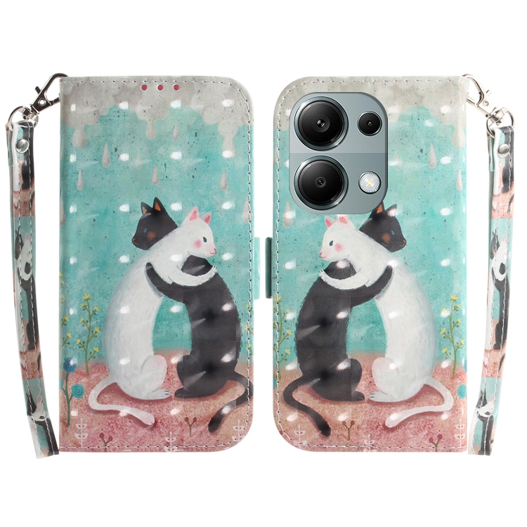 

For Xiaomi Redmi Note 13 Pro 4G 3D Colored Horizontal Flip Leather Phone Case(Black White Cat)