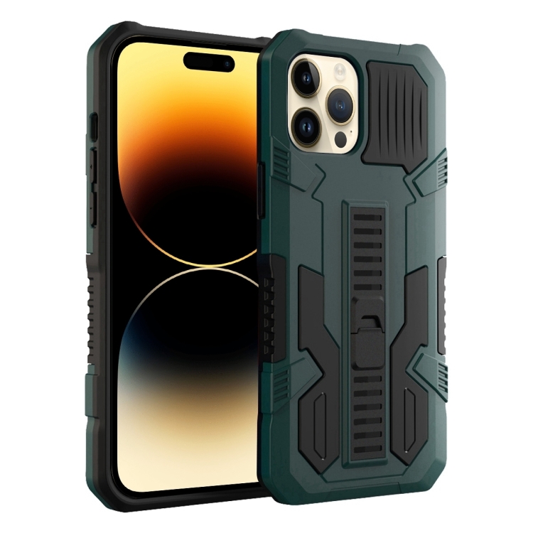 

For iPhone 15 Pro Vanguard Warrior All Inclusive Double-color Phone Case(Dark Green)